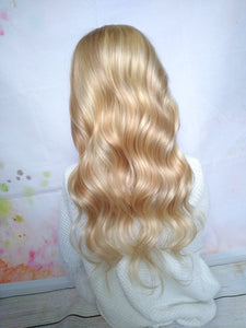 Prestige clip in U part human hair extension, light brown extra blonde