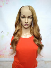 Load image into Gallery viewer, Prestige clip in U part human hair extension, medium brown light brown strawberry blonde