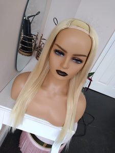 Human hair U part wig- #60- lightest blonde- 16/18/20/22 inches long