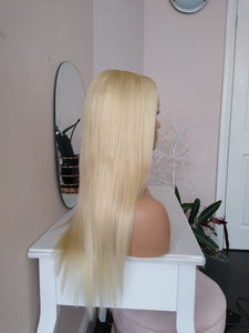 Perruque en U en cheveux humains - #60 - blonde la plus légère - 16/18/20/22 pouces de long