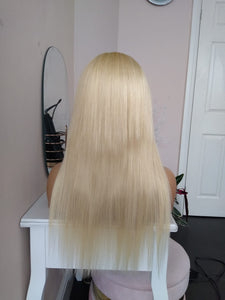 Perruque en U en cheveux humains - #60 - blonde la plus légère - 16/18/20/22 pouces de long