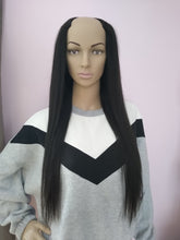 Load image into Gallery viewer, Human hair U part wig- #1b- natural black- 16/18/20/22 inches long