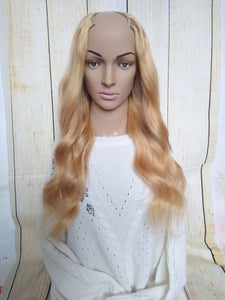 Perruque U part en cheveux humains- #27- blond fraise- 16/18 pouces de long