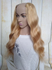 Perruque U part en cheveux humains- #27- blond fraise- 16/18 pouces de long