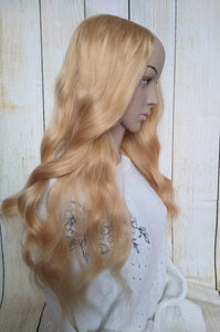 Human hair U part wig- #27- strawberry blonde- 16/18 inches long