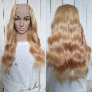 Human hair U part wig- #27- strawberry blonde- 16/18 inches long