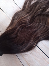 Load image into Gallery viewer, Human hair U part wig, #1b/8- natural black/ light warm brown balayage- 16/18/20/22 inches long