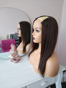 Human hair U part wig, #2-darkest warm brown- 16/18/20/22 inches long
