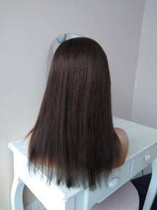 Human hair U part wig, #2-darkest warm brown- 16/18/20/22 inches long