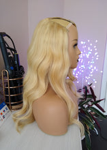 Load image into Gallery viewer, Human hair U part wig- #27/613 -strawberry blonde/ light blonde- 18/20/22 inches long