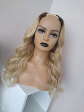 Load image into Gallery viewer, Human hair U part wig- #18/613 ash blonde/ light blonde with root shade- 16/18/20/22 inches long
