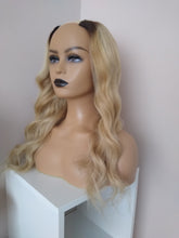 Load image into Gallery viewer, Human hair U part wig- #18/613 ash blonde/ light blonde with root shade- 16/18/20/22 inches long