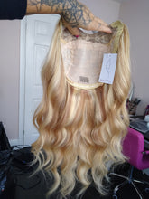Load image into Gallery viewer, Human hair U part wig- #8/613- light brown/ light blonde- 16/18/20 inches long
