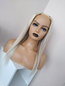 Human hair U part wig - #90- ice blonde- 16/18/22/24/26 inches long