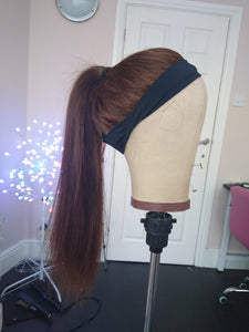 immediate despatch- Human hair headband wig, band fall, dark brown, chocolate, 22 inches long, straight