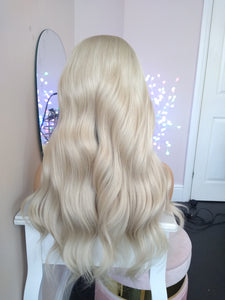 Perruque U Part en cheveux humains - #90- blond glacé - 16/18/22/24/26 pouces de long