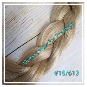 Prestige clip in U part human hair extension, ash blonde light blonde 